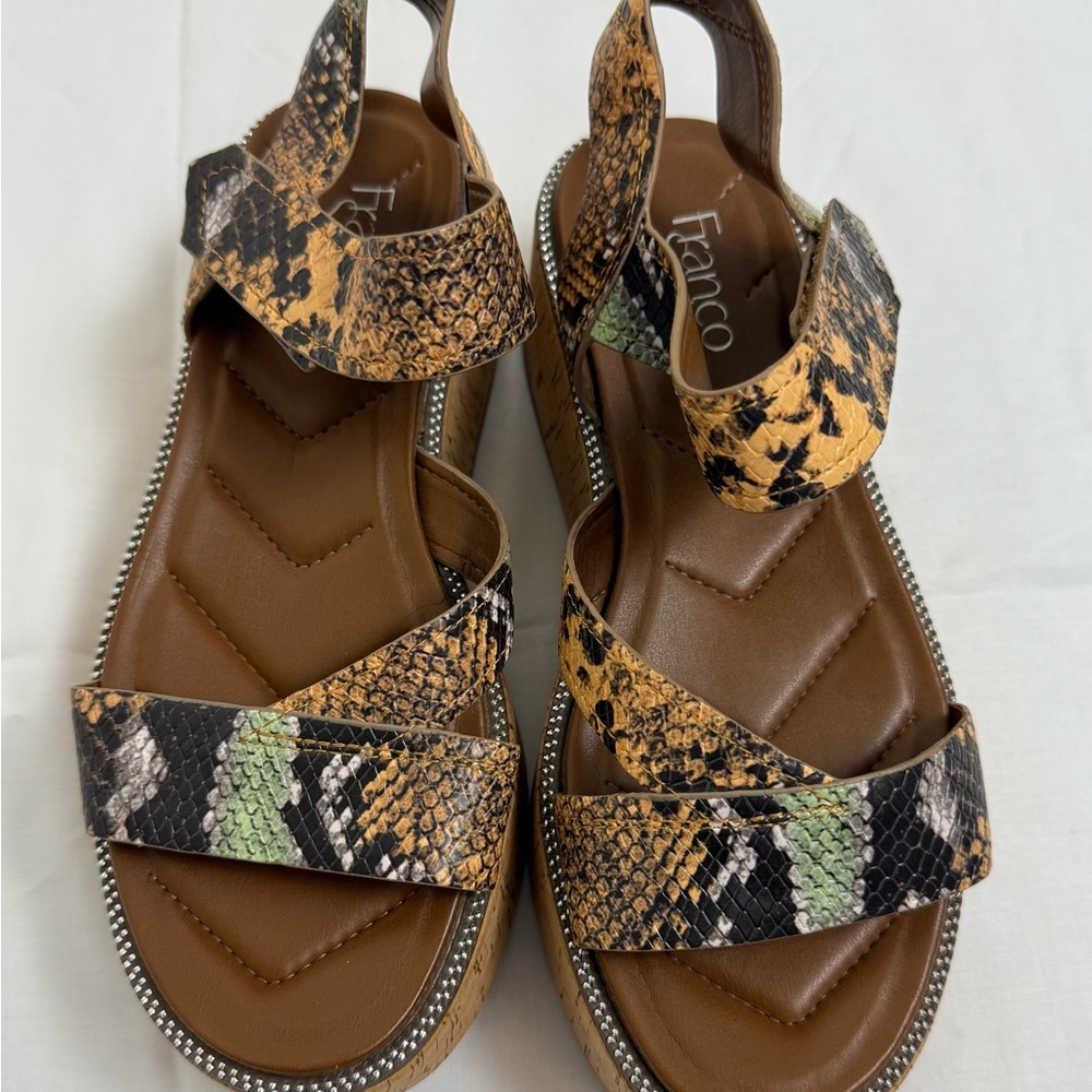 Franco Sarto Ozio Snakeskin Pattern Platform Sandals Sz 8